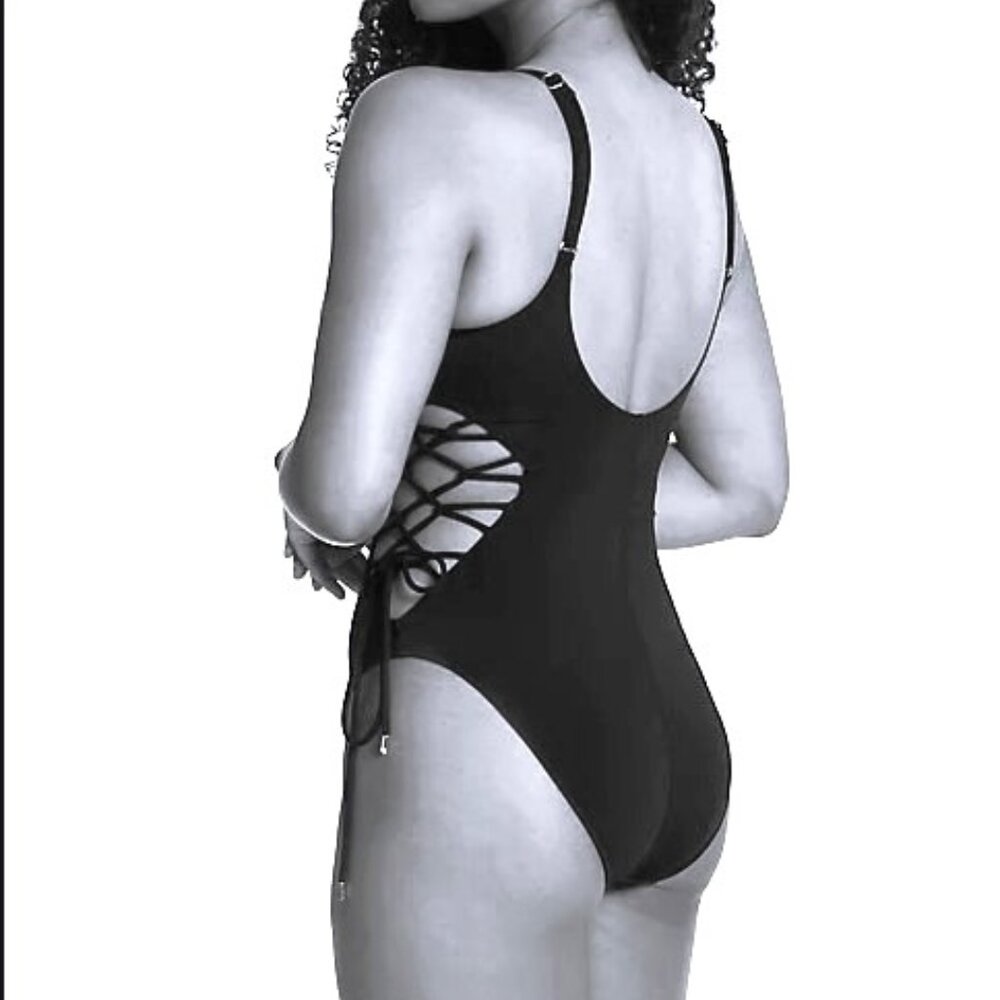 Robin Piccone Aubrey Lace-up One-Piece Swimsuit Size 12 Persimmon $188 NWT - Picture 7 of 12